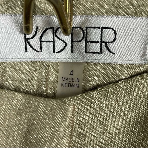 Kasper 2 piece Kristy Slim Fit Pant Suit Slacks Open Front Blazer Gold M… - Picture 11 of 13